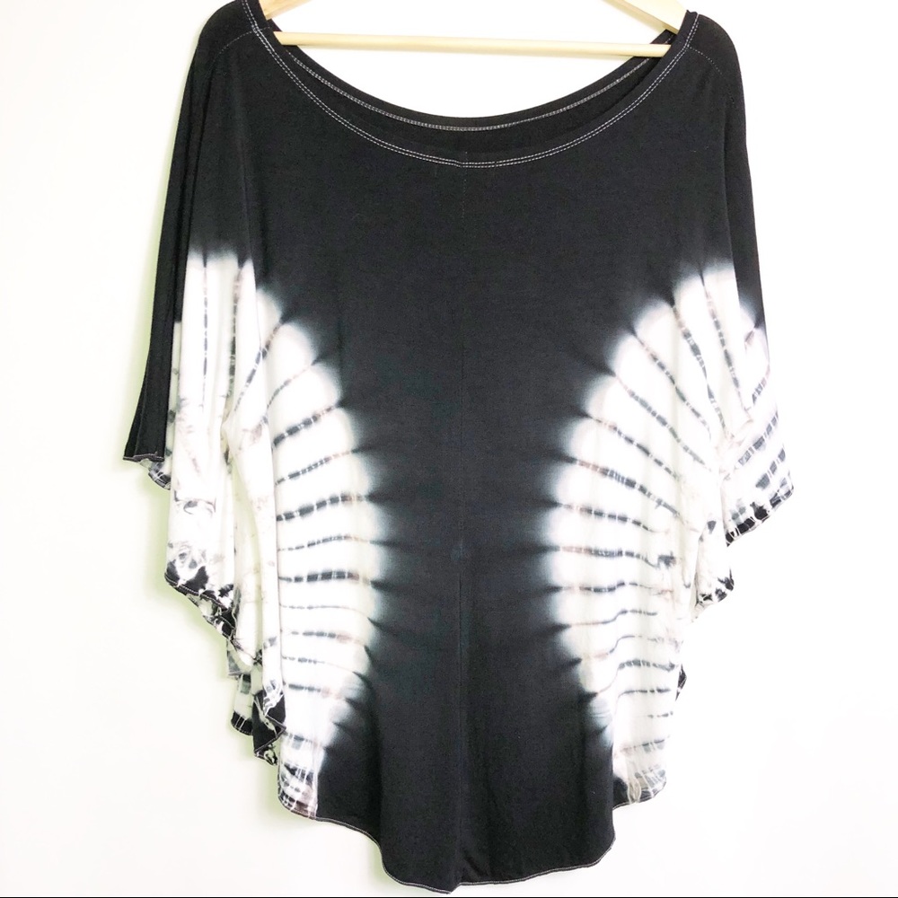 Black & White Tie-Dye Dolman Top
